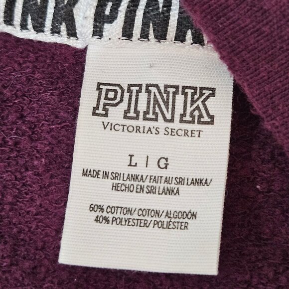 Victorias Secret PINK Maroon Half Zip Mockneck Sweatshirt Palm Print  Size Large - Picture 7 of 8